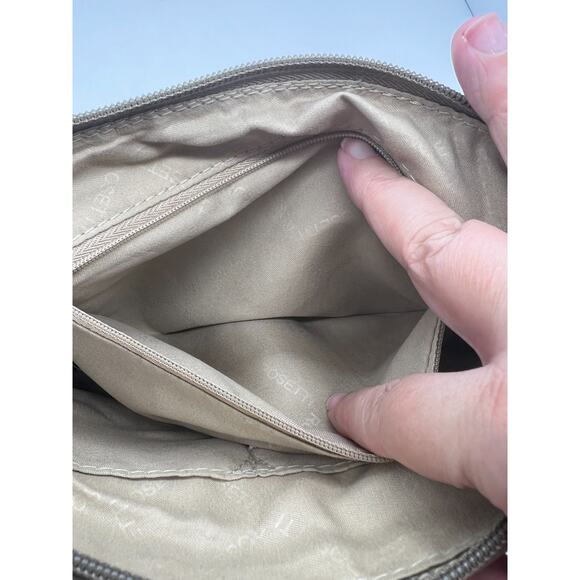 Rosetti Taupe Shoulder Crossbody square top zip faux leather pebbled purse bag - Picture 5 of 7